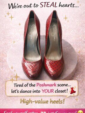 Jessica Simpson Red Snakeskin Round Toe High Heel Pumps Size 8.